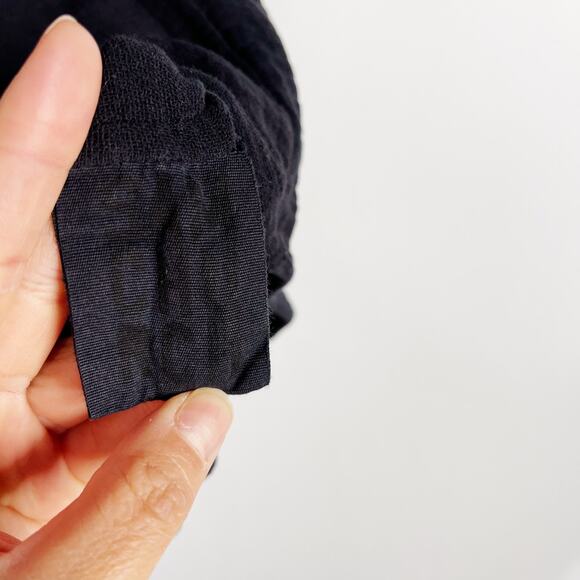 Sam Cho RCH Frayed Hem Vneck Short Sleeve Tee Black Small S Asymmetrical Hem - Picture 6 of 7